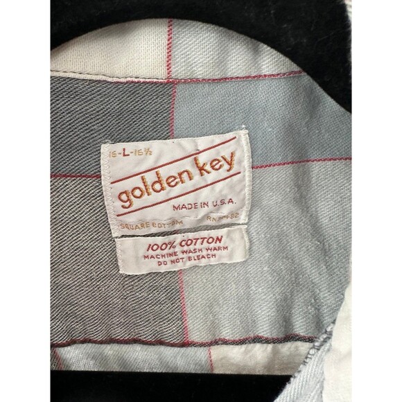 Golden Key 100% Cotton Plaid Fannel Style Button Down Dual Chest Pockets Shirt L - Picture 5 of 6